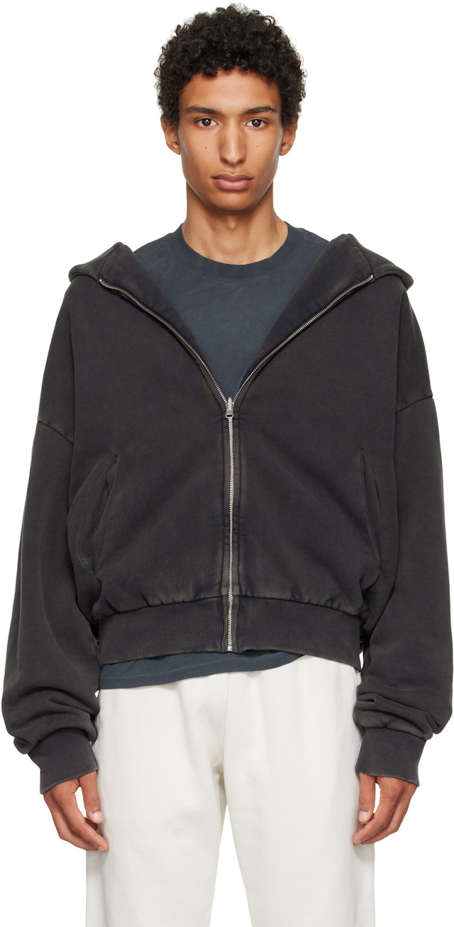トップス entire studios thermal black xs Entire Studios: Black Thermal Hoodie | SSENSE