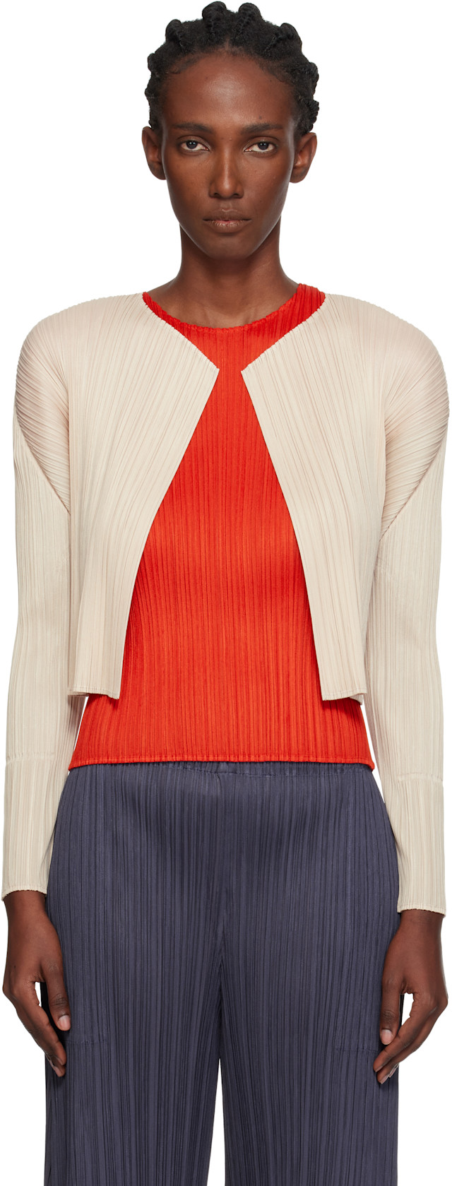 カーディガン PLEATS PLEASE ISSEY MIYAKE Pleats Please Issey Miyake NEW COLOURFUL BASICS 4 Navy Pleated
