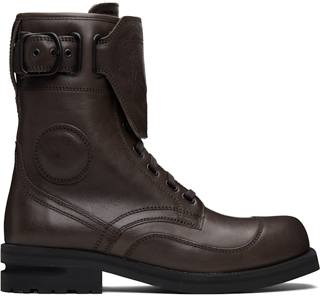 Kiko Kostadinov: Brown Fitz Military Boots | SSENSE Canada