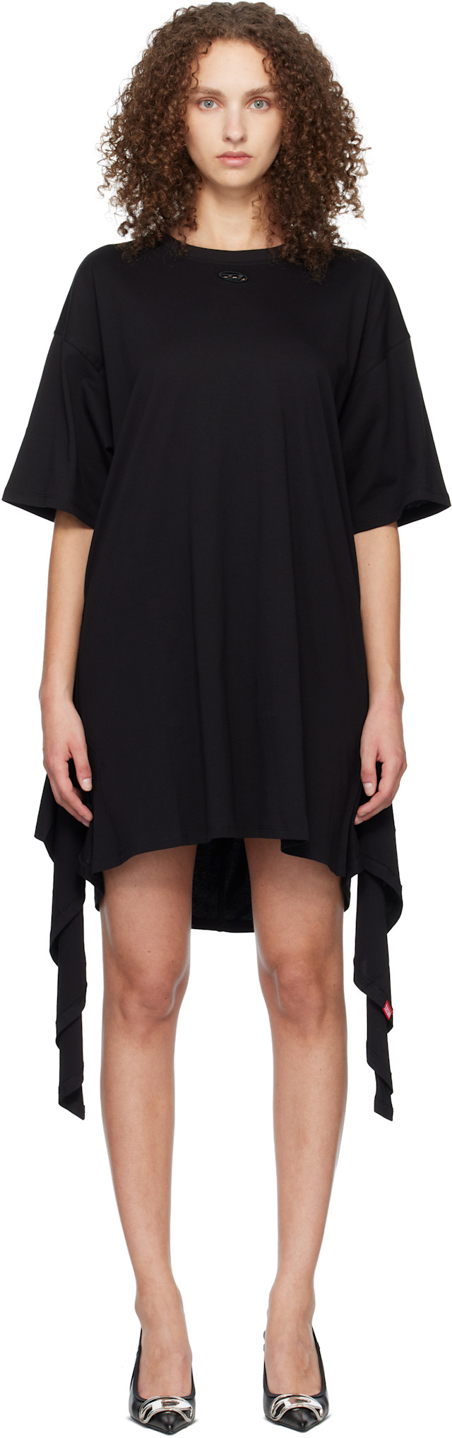 diesel black mini dress Women's Mini wool dress with inlay | Black