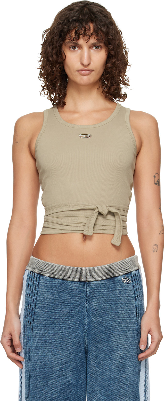 Diesel クロスストラップ タンクトップ S グレー 新品未使用 タグ付き Diesel: グレー ラップアラウンド クロップド タンクトップ | SSENSE 日本
