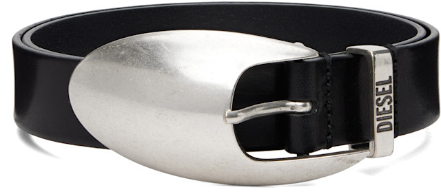 Diesel: Black Sculptural Buckle Belt | SSENSE