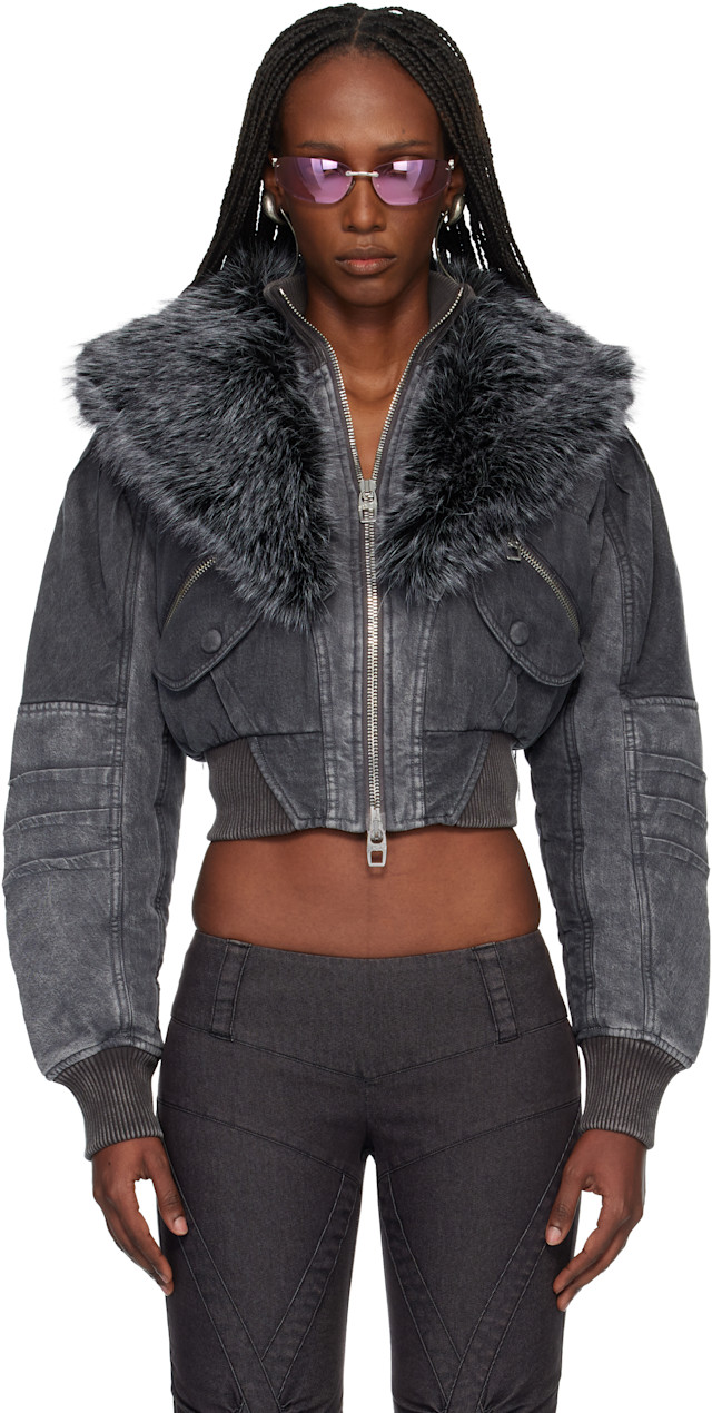 Miss Sixty: Black KNWLS Edition Padded Denim Bomber Jacket | SSENSE