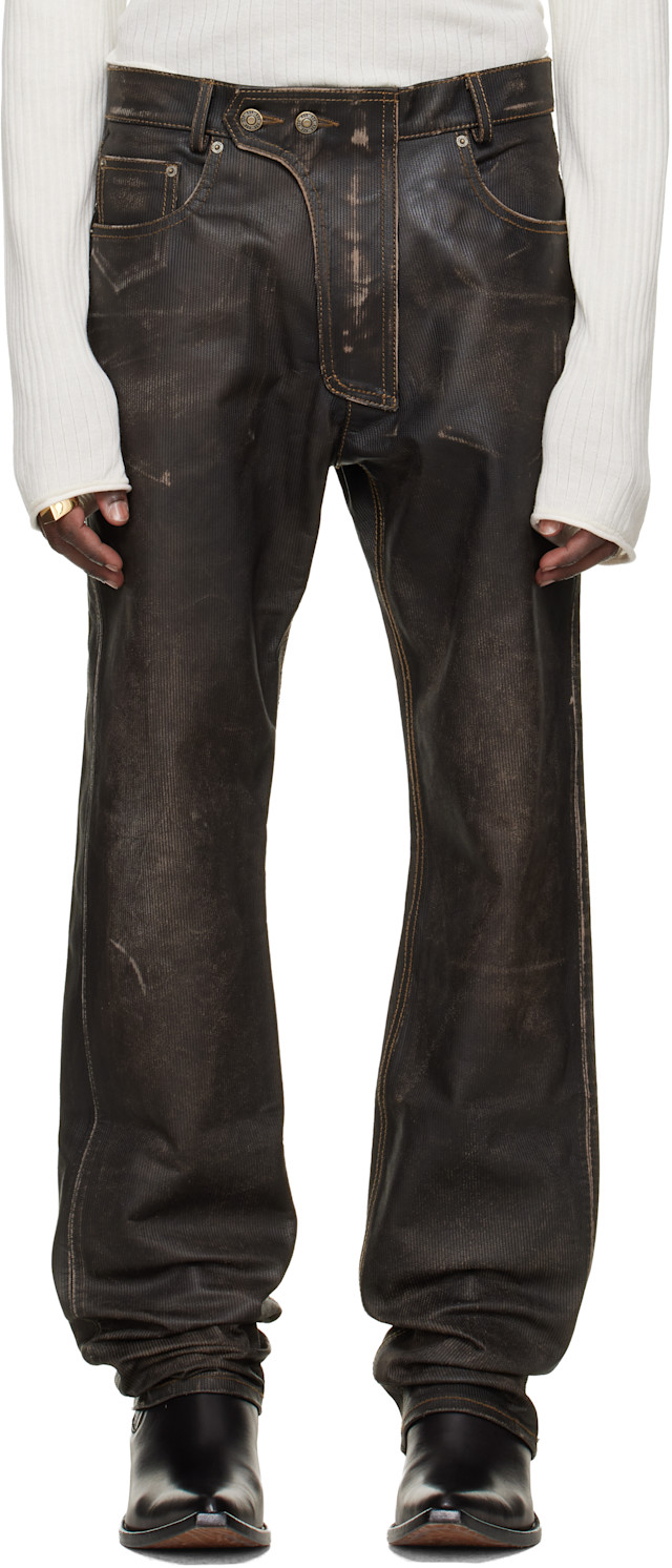 424: Brown Moto Leather Pants | SSENSE Canada