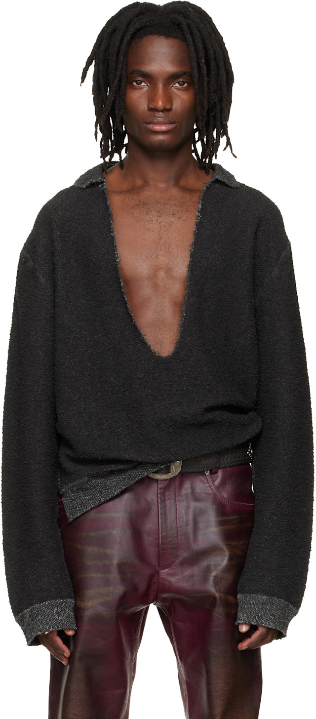 424: Black Dropped Shoulder Sweater | SSENSE Canada