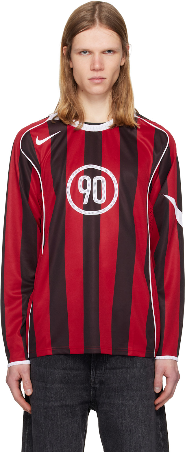Nike: Red & Black Total 90 Dri-FIT Long-Sleeve Football Jersey