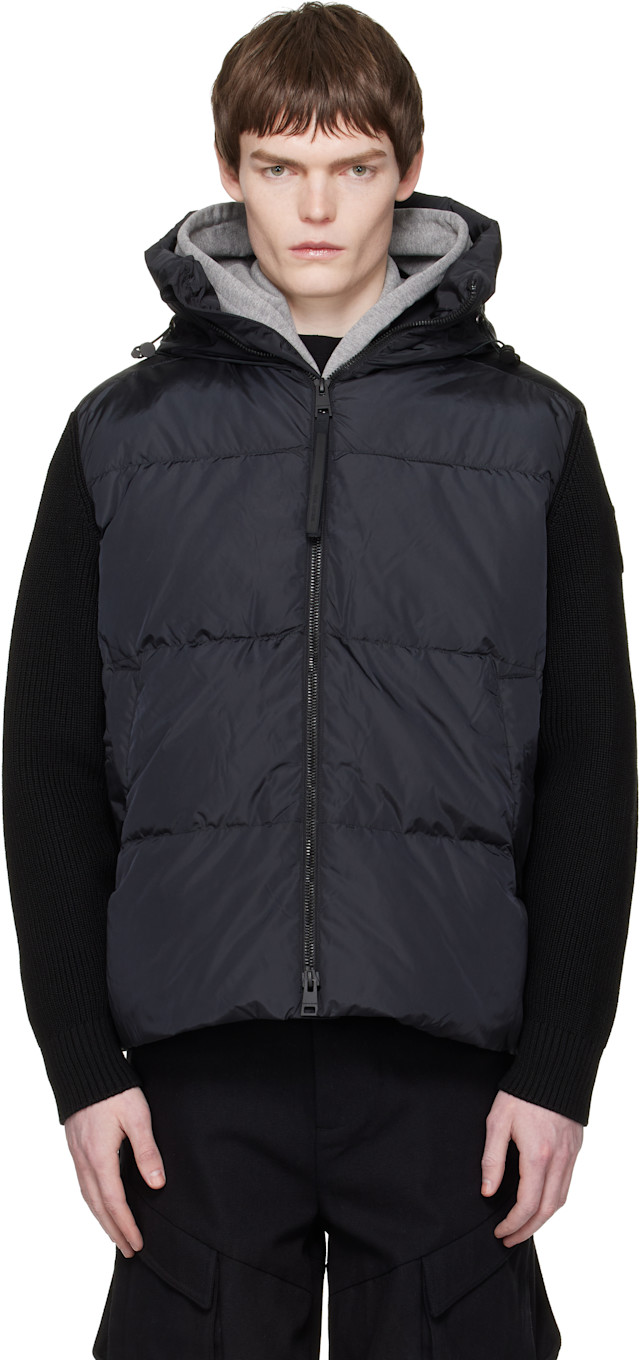 Canada Goose: Black HyBridge Grove Knit Hoodie Down Jacket | SSENSE