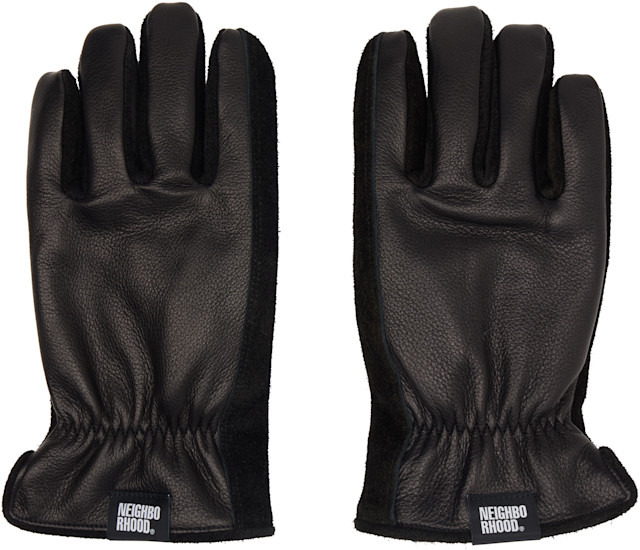 Neighborhood: Black Leather Boa Gloves | SSENSE Neighborhood: Black Leather Boa Gloves | SSENSE