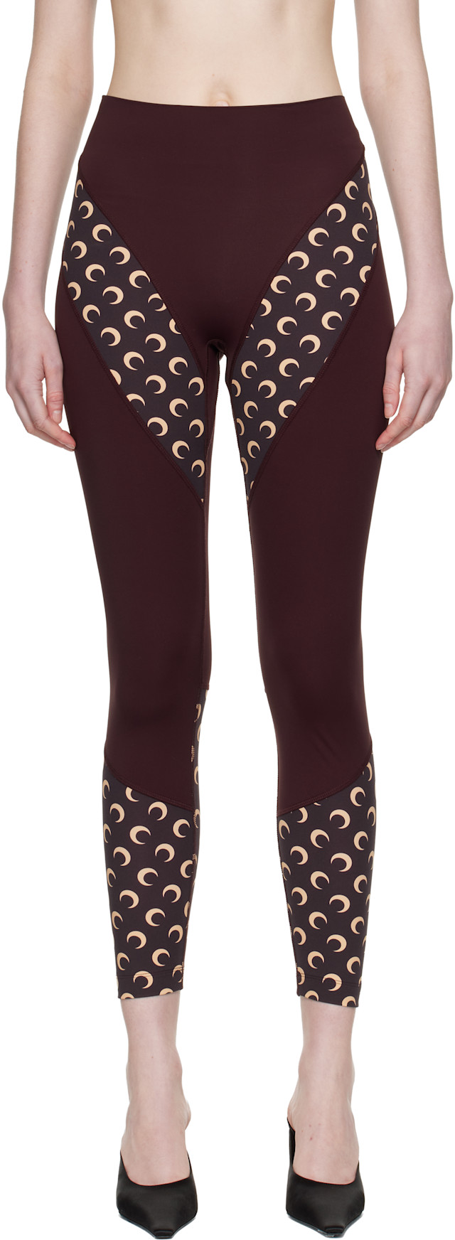 Marine Serre: Burgundy Athleisure Moon Insert Leggings | SSENSE