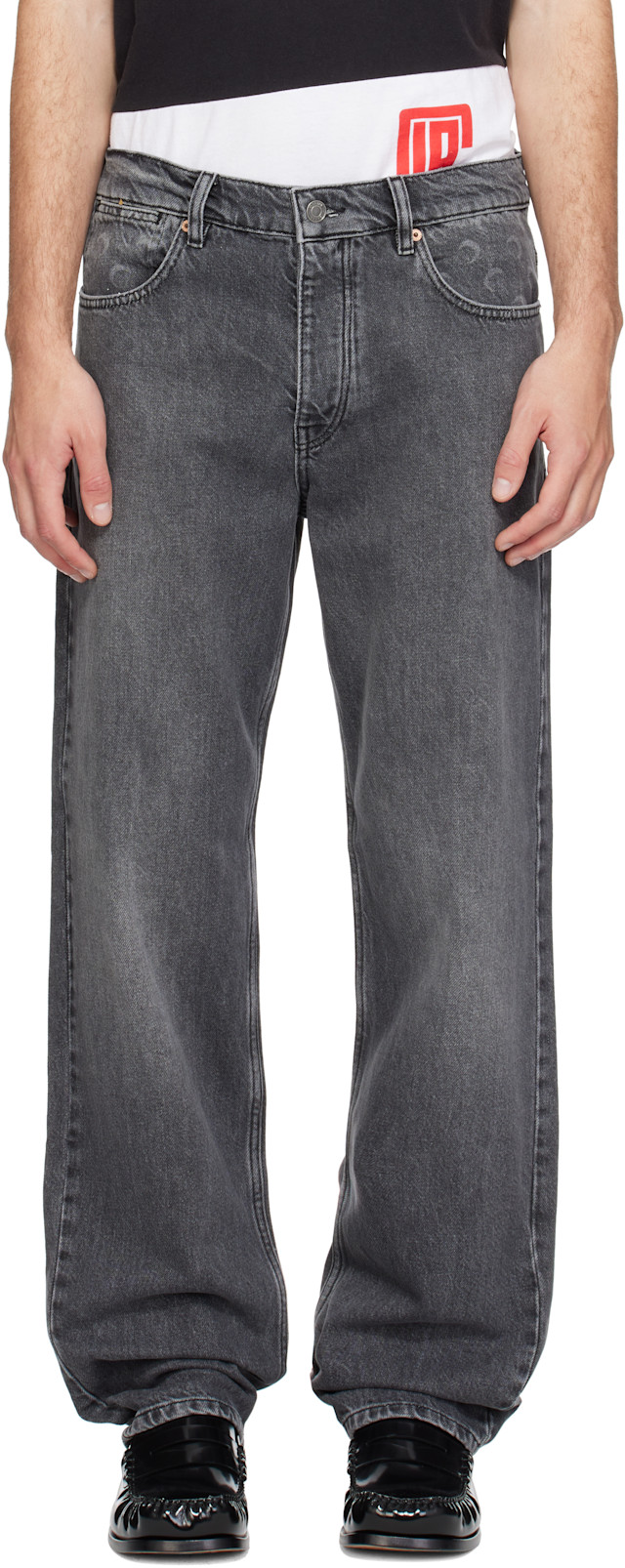 Marine Serre: Gray Moon Laser Wash Straight Jeans | SSENSE