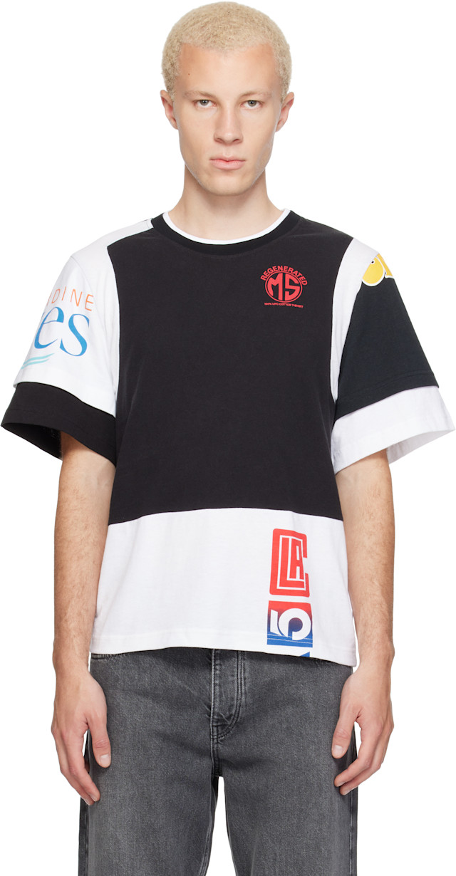 Marine Serre: Black & White Regenerated Graphic Jersey Layered T