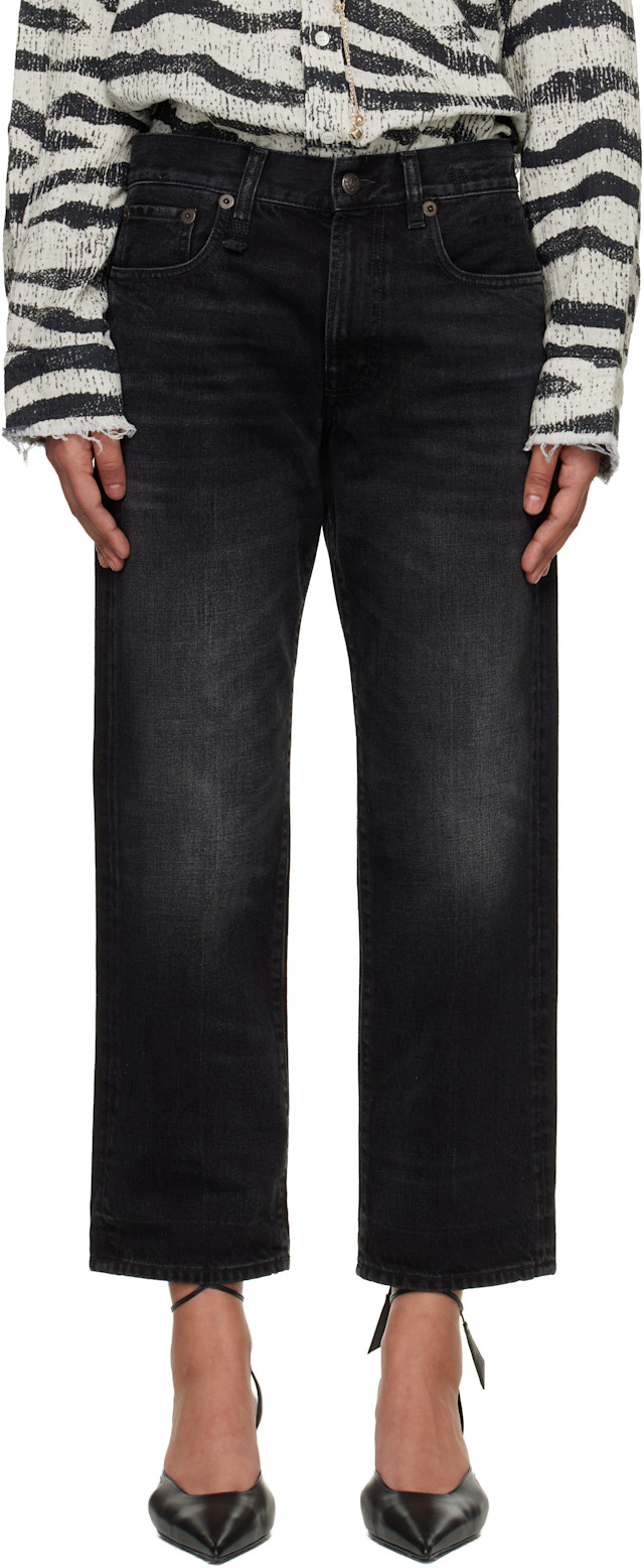 【R13】ワイドデニムパンツ ジーンズ BOYFRIEND ダメージ イタリア製 R13: Black Wash Boyfriend Jeans | SSENSE