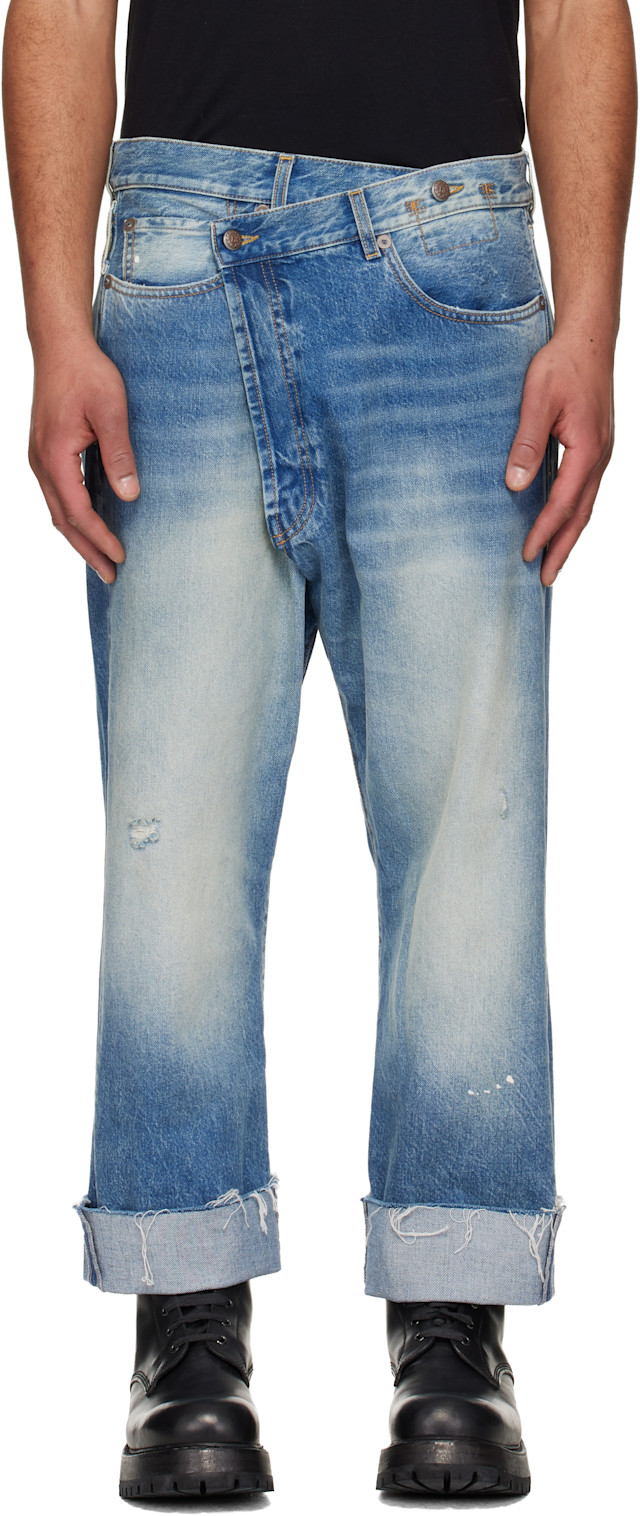 R13: Blue Crossover Jeans | SSENSE