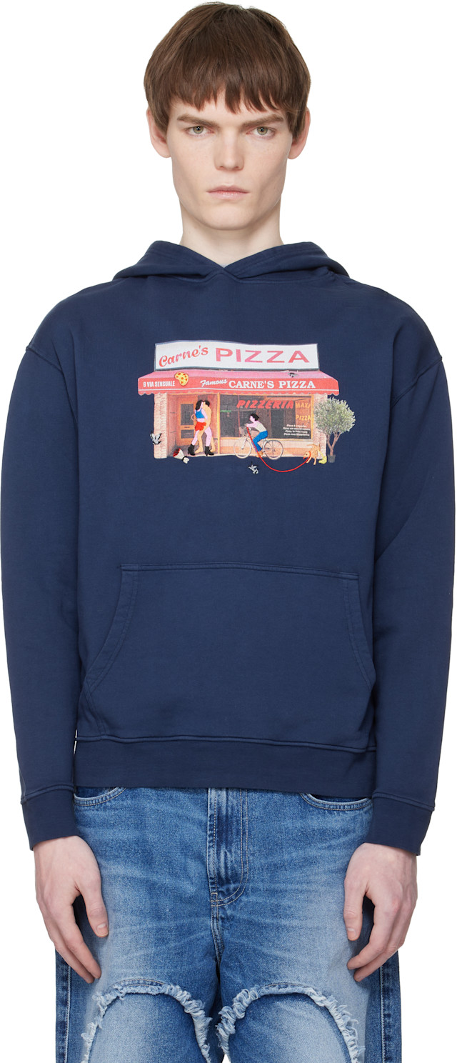 Carne Bollente: Navy Hot Slice Hoodie | SSENSE