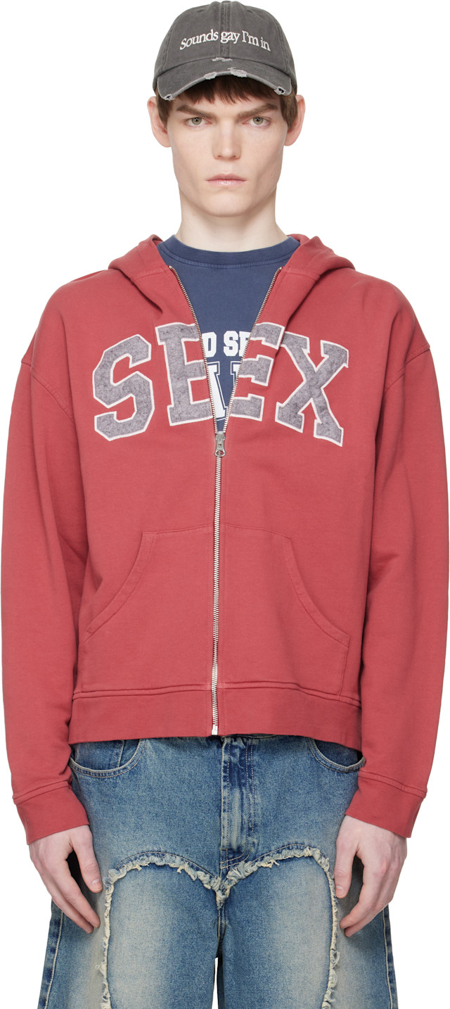 Carne Bollente: Red 'Zipcode: Desire' Hoodie | SSENSE