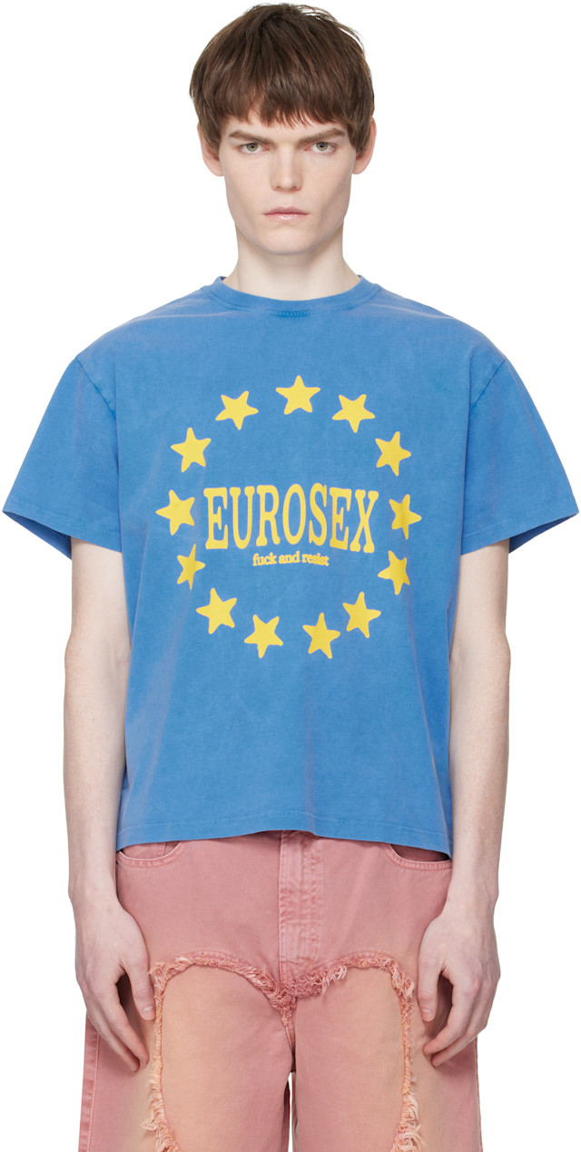Carne Bollente: Blue 'Eurosex' T-shirt | SSENSE