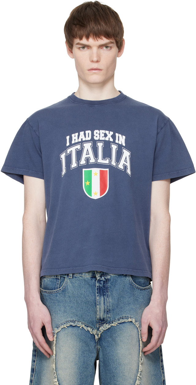 Carne Bollente: Navy 'Ciao Bella' T-shirt | SSENSE