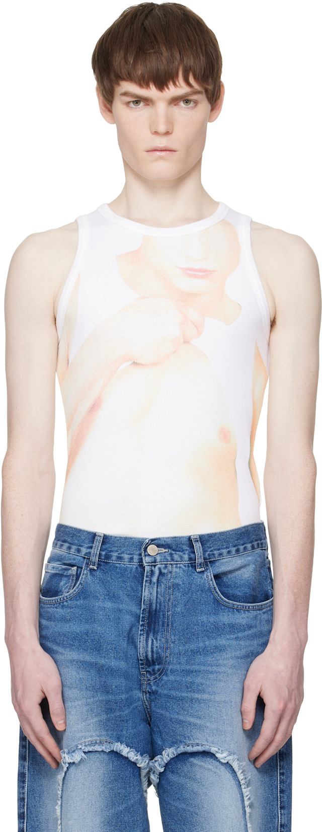 Carne Bollente タンクトップ Carne Bollente: White 'Tank Top, Power Bottom' Tank Top | SSENSE
