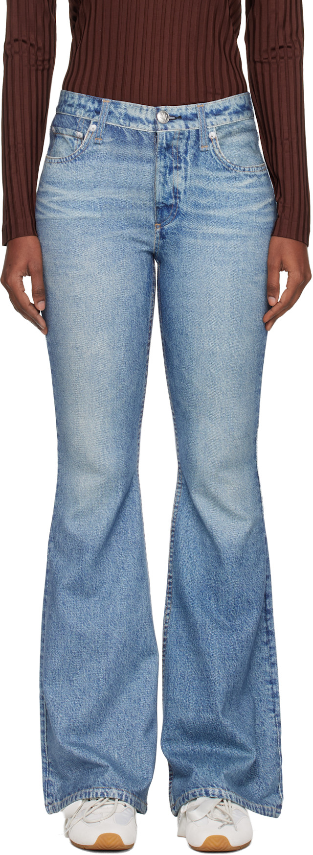 rag & bone: Blue rb Miramar Dahlia Flare Jeans | SSENSE Canada