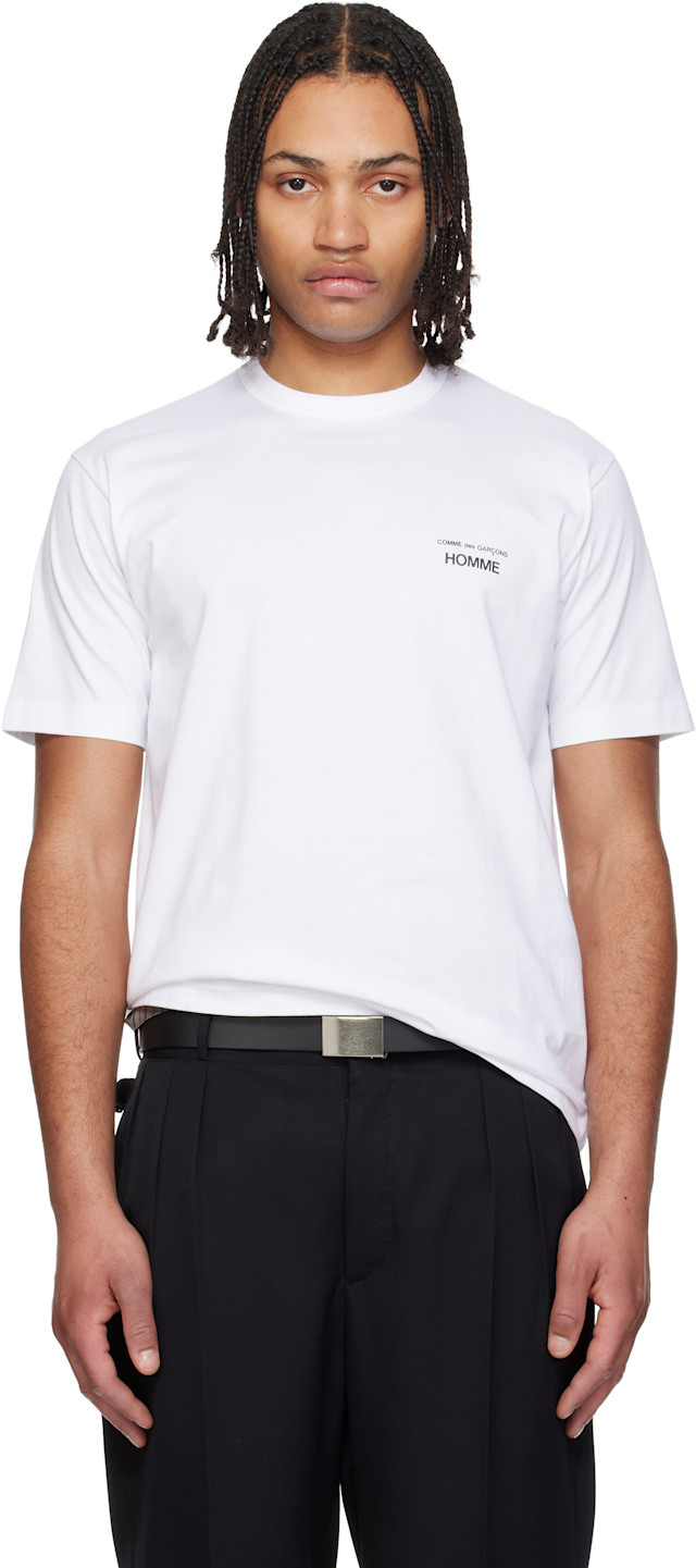 Comme des Garçons Homme: White Logo T-shirt | SSENSE