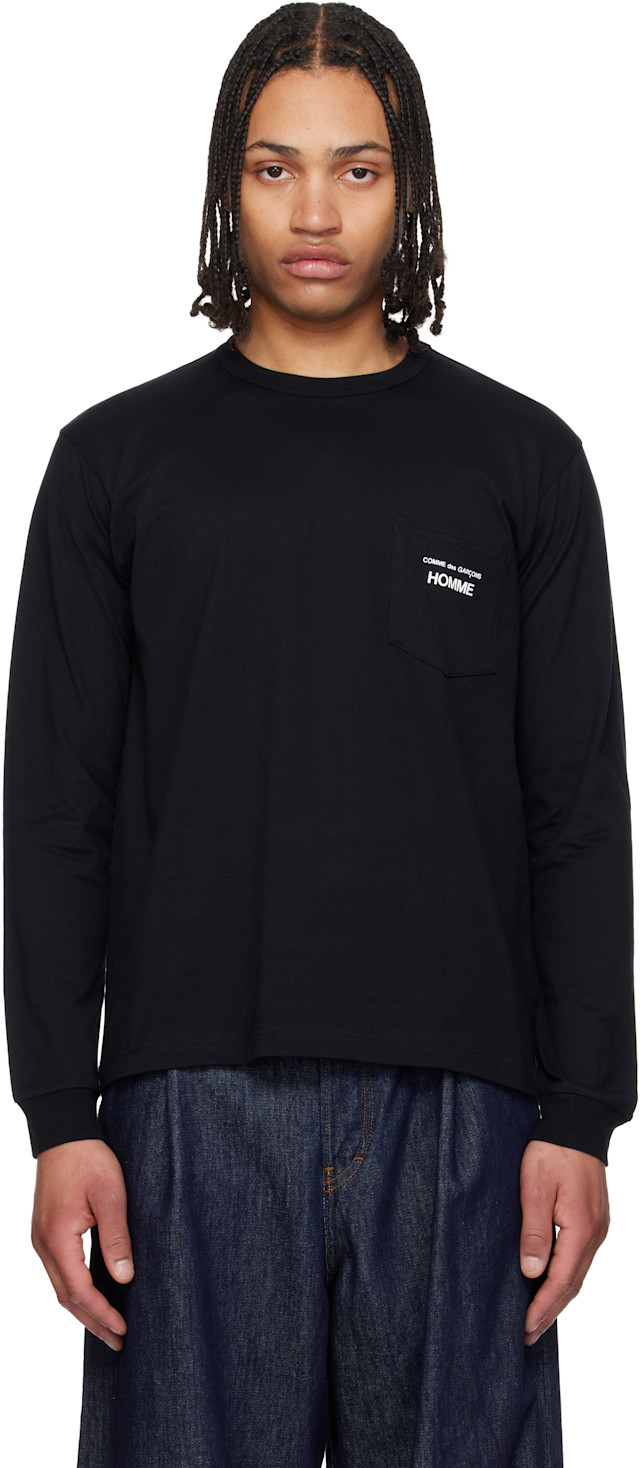 Comme des Garçons Homme: Black Pocket LS T-shirt | SSENSE