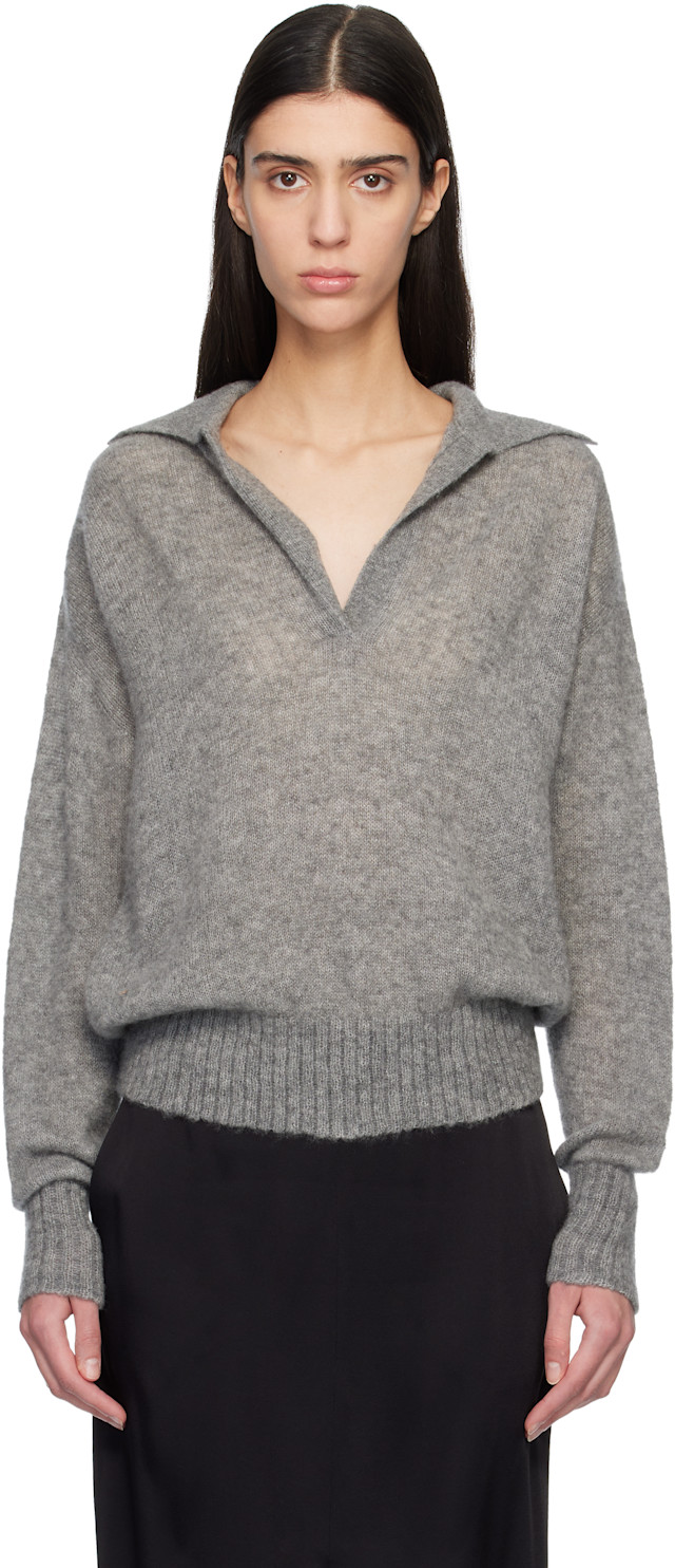 TOM FORD: グレー Ultrasoft Cashmere Silk Oversized Open ニット