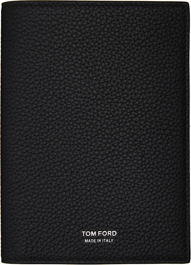 TOM FORD ブラック パスポートケース TOM FORD: ブラック T Line ソフトグレインレザー パスポートケース