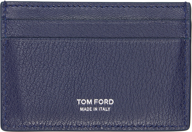 TOM FORD: Navy Elongated T Line Card Holder | SSENSE TOM FORD: Navy Elongated T Line Card Holder | SSENSE