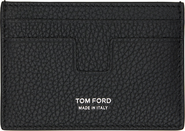 TOM FORD: Black Soft Grain 'T Line' Money Clip Card Holder | SSENSE