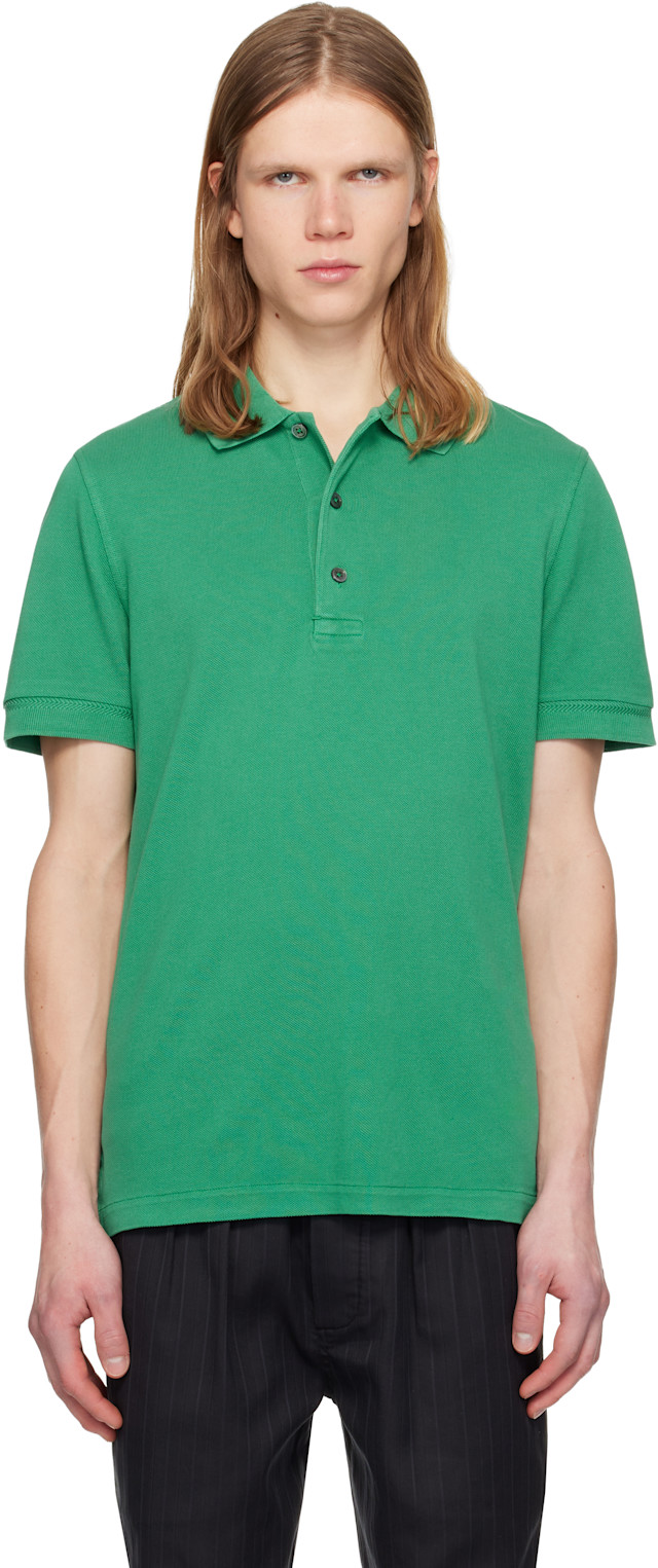 TOM FORD: Green Piquet Polo | SSENSE