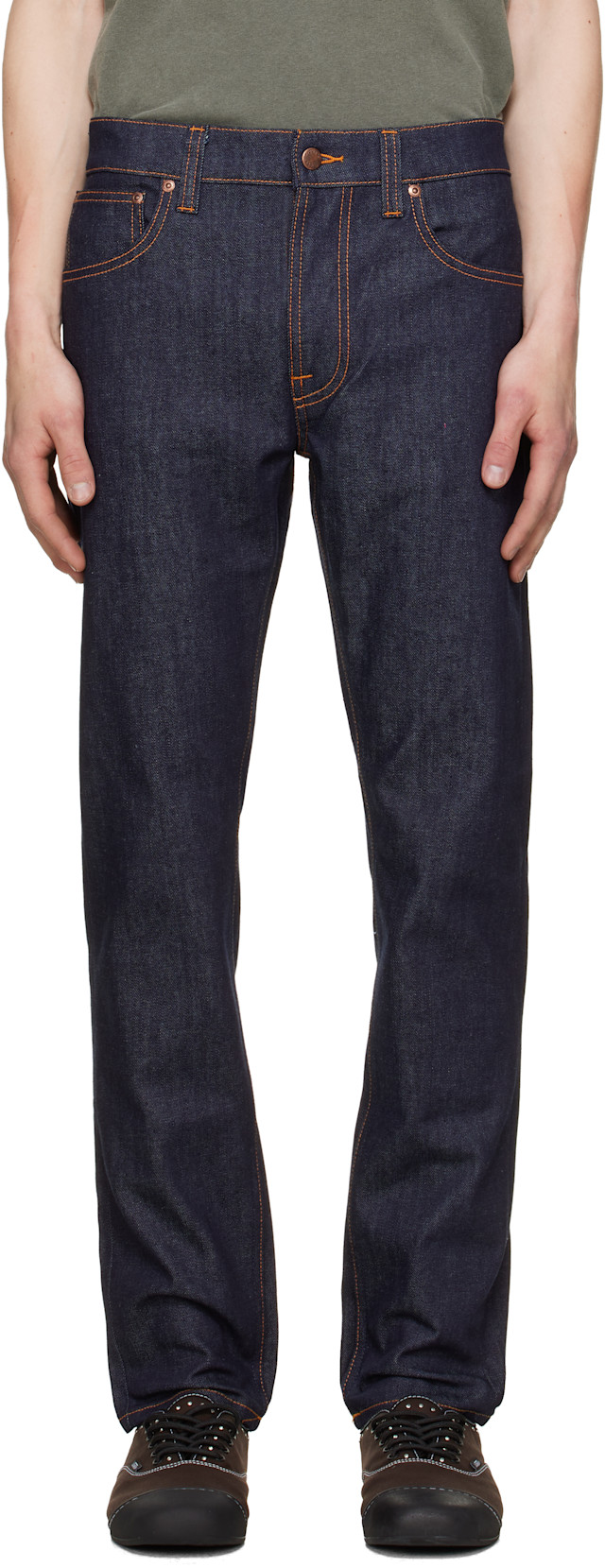 Nudie Jeans: ネイビー Lean Dean ジーンズ | SSENSE 日本