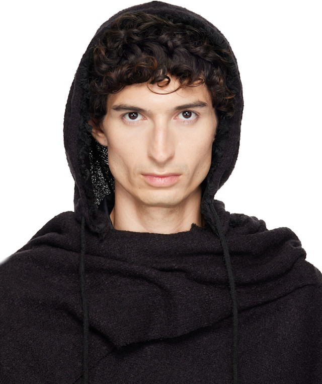 FFFPOSTALSERVICE: SSENSE Exclusive Black Hooded Zip Scarf | SSENSE