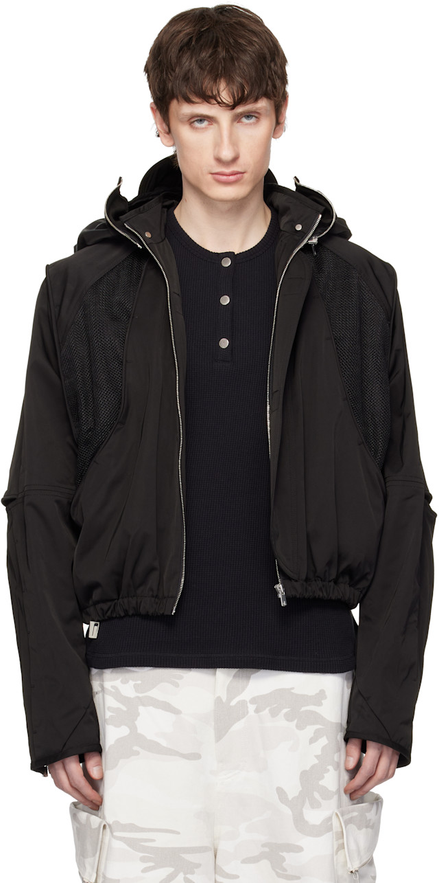 FFFPOSTALSERVICE: Black Parachute Hooded Gen 2 Jacket | SSENSE