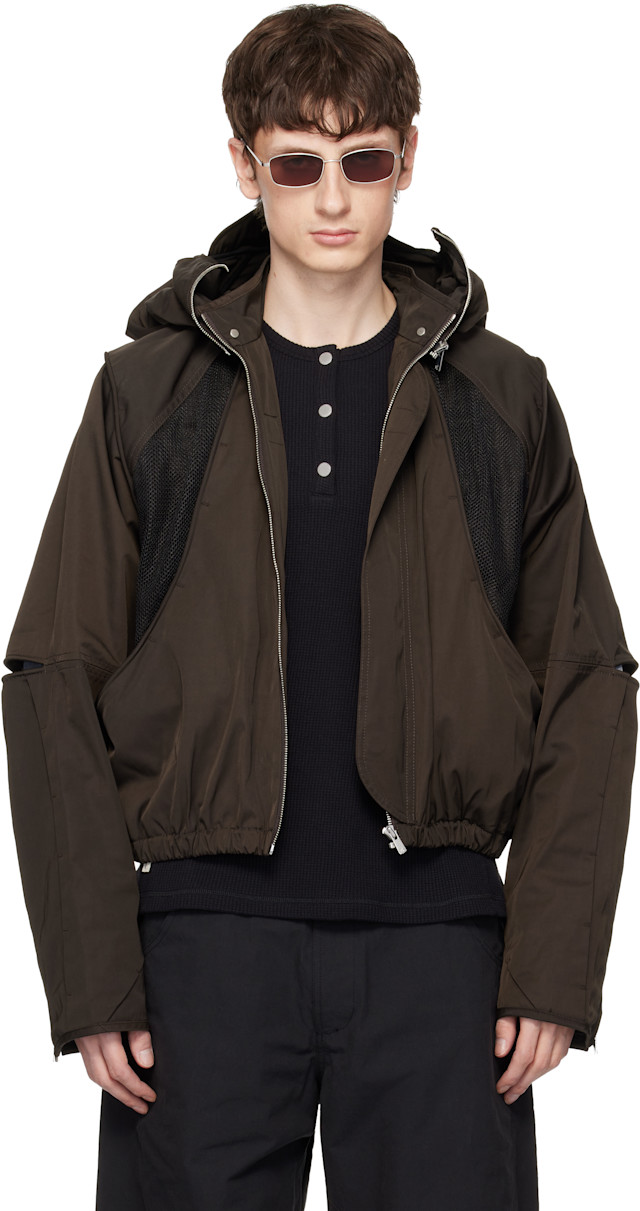 FFFPOSTALSERVICE: Brown Parachute Hooded Gen 2 Jacket | SSENSE