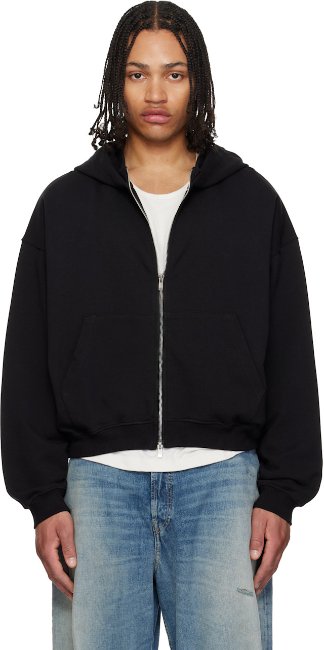 FFFPOSTALSERVICE: Black RH Zip Up Hoodie | SSENSE
