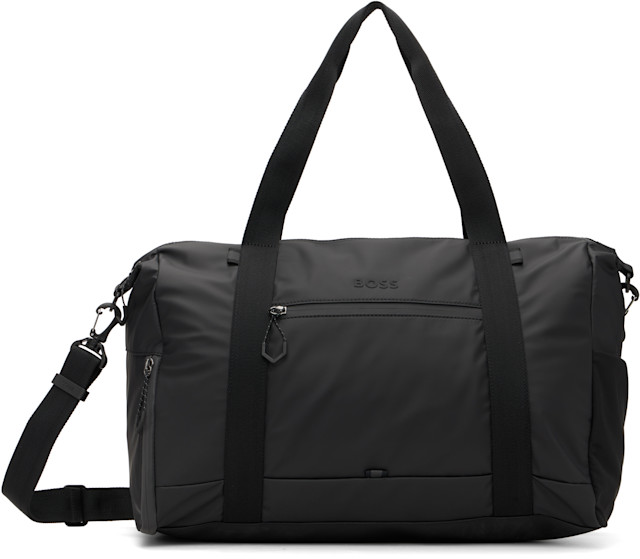 BOSS: ブラック Reflective Details フェイクレザー ホールドオール