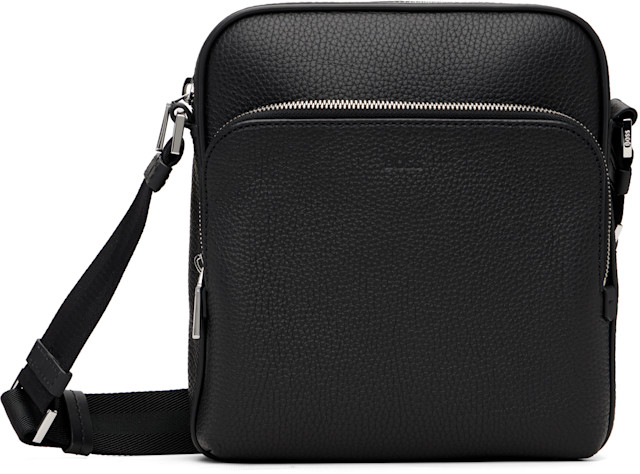BOSS: Black Embossed-Logo Reporter Bag | SSENSE