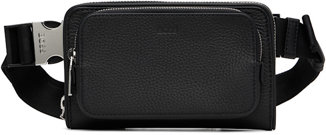BOSS: ブラック Italian Leather クロスボディ ベルトバッグ | SSENSE 日本