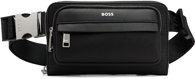 BOSS: Black Crossbody Foil-Print Logo Belt Bag | SSENSE