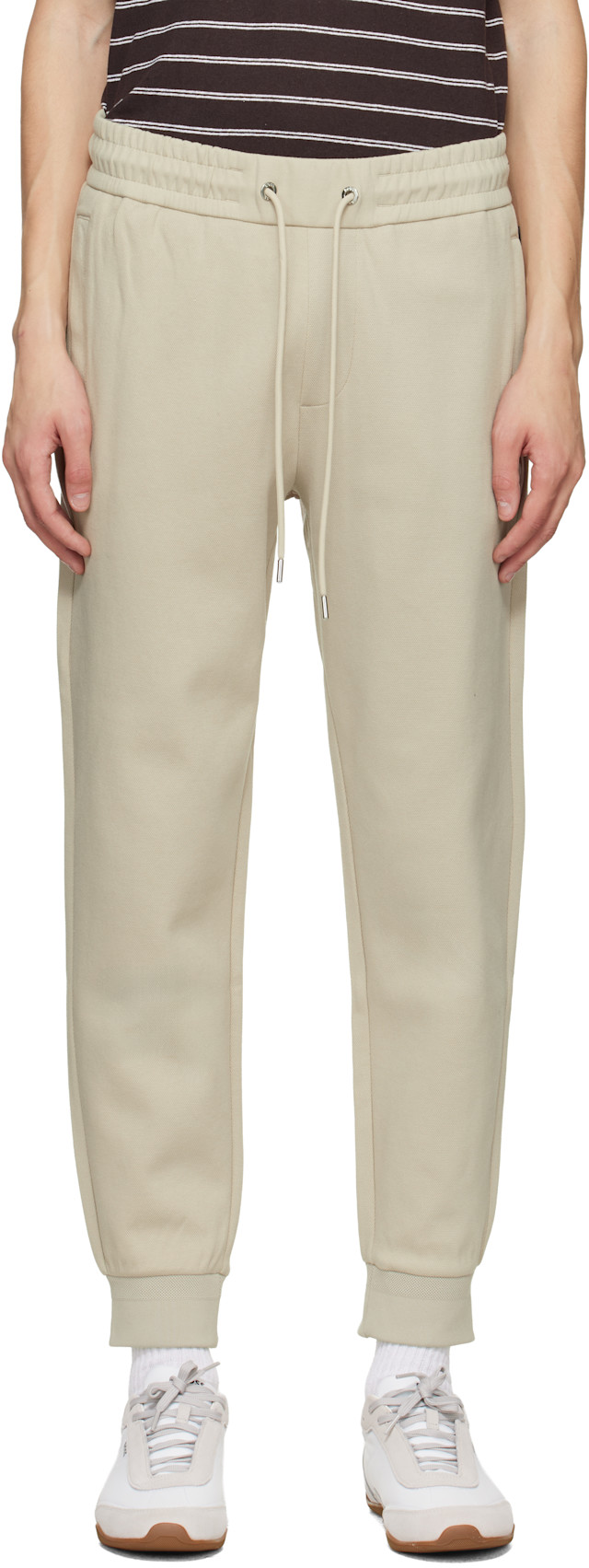 BOSS: 米色 Stretch-Cotton Cuffed Hems 运动裤 | SSENSE 中国
