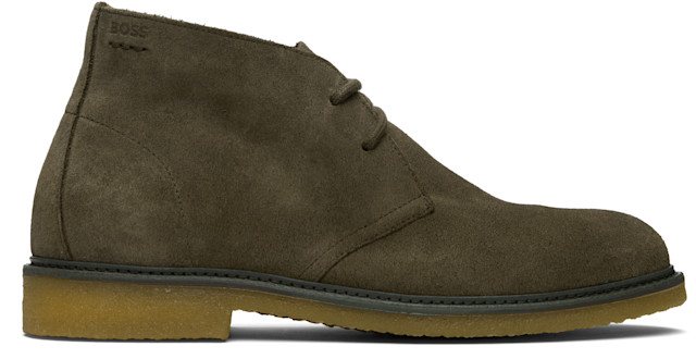 BOSS: Khaki Suede Desert Boots | SSENSE display picture 1