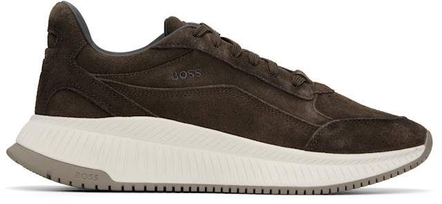 BOSS: Brown TTNM Suede Sneakers | SSENSE