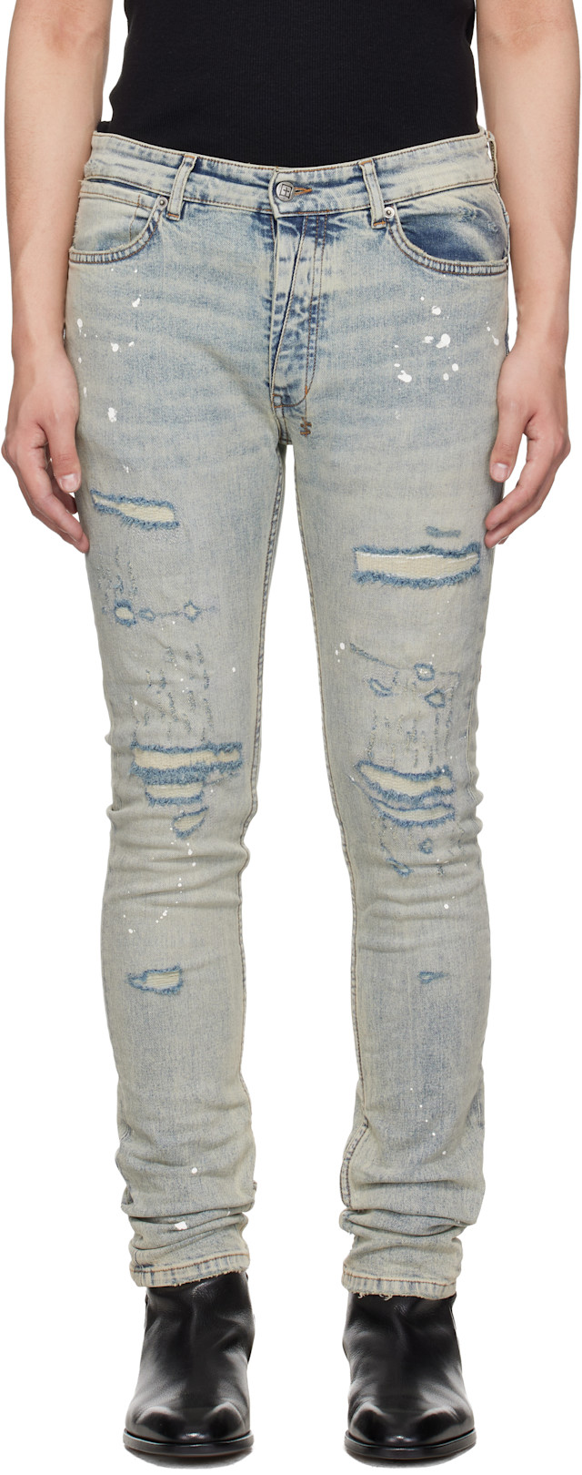 Ksubi: Blue Van Winkle Paint Summer Jeans | SSENSE Canada