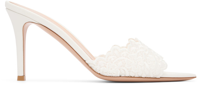 Gianvito Rossi: White Yvonne Mule Heeled Sandals | SSENSE