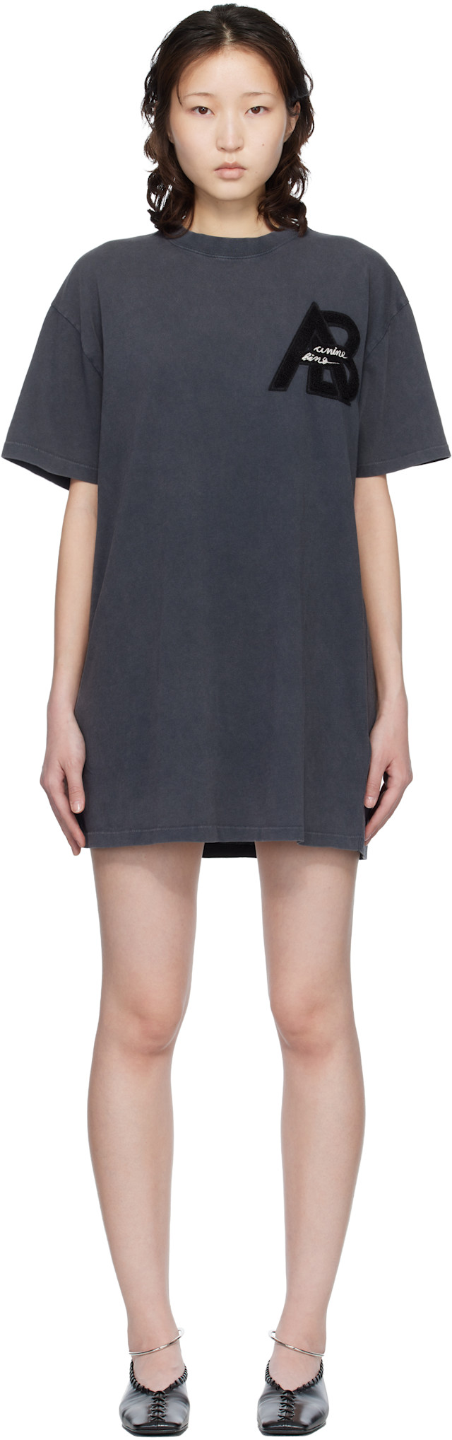 anine bing shirt dress ANINE BING Women's Letterman Beth Mini Dress, Washed Black, M at Amazon  Women's Clothing store