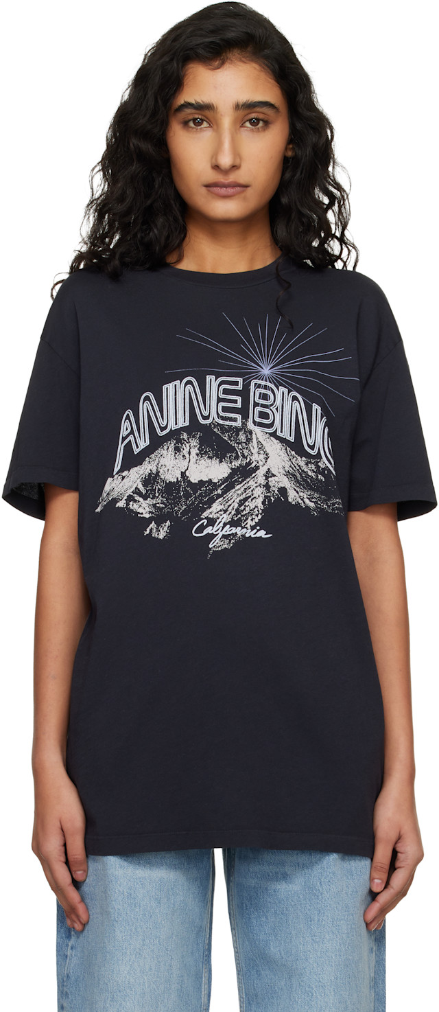 UNDERCOVER Tシャツ ビッグプリント アナーキー ネイビー/IW96 ANINE BING: ネイビー California Walker Tシャツ | SSENSE 日本