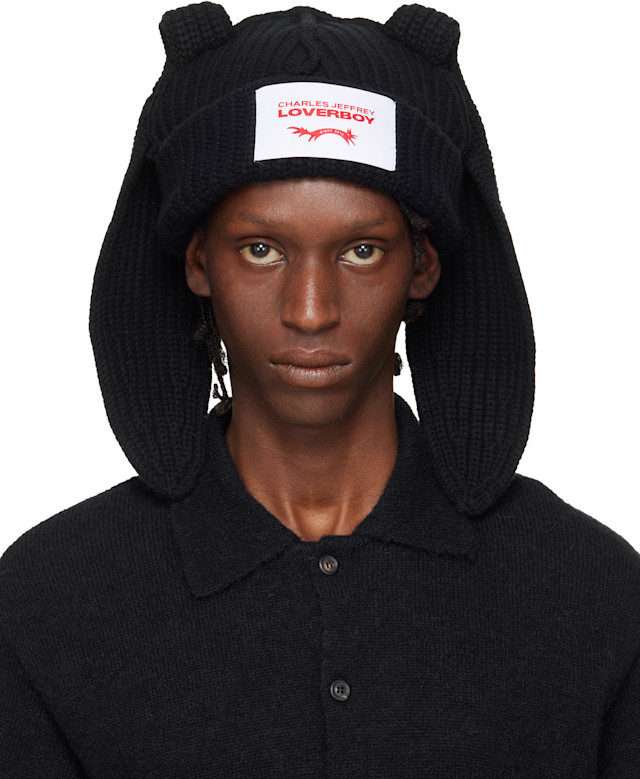 帽子 Charles Jeffrey LOVERBOY ChunkyRabbit Charles Jeffrey LOVERBOY: Black Chunky Rabbit Beanie | SSENSE Canada