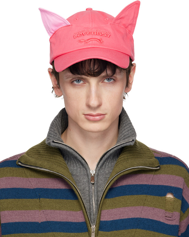 Charles Jeffrey Loverboy Ears キャップ Charles Jeffrey LOVERBOY: Pink Colour Block Ears Cap | SSENSE