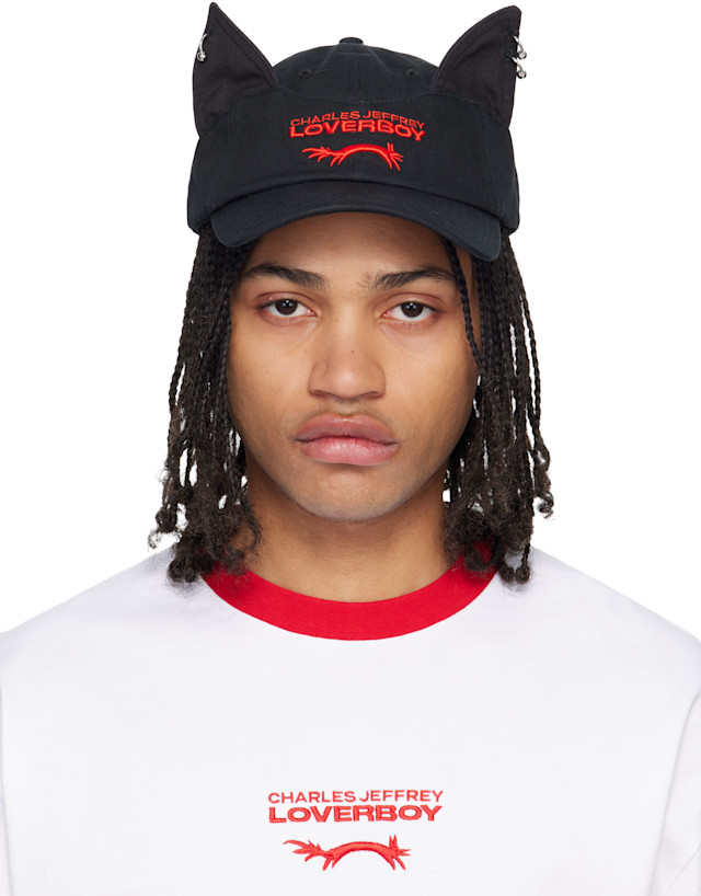 Charles Jeffrey LOVERBOY: Black Pierced Ears Cap | SSENSE