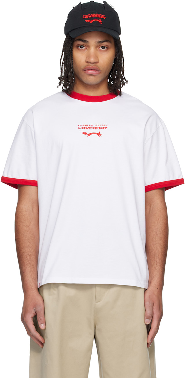 Charles Jeffrey LOVERBOY: White Logo T-shirt | SSENSE